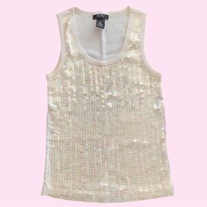 BCBG White Sequin T shirt